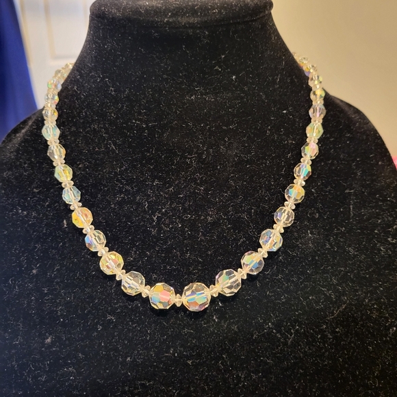 Vintage Aurora Borealis Made in England Necklace & Jonne Clip On Earrings - Picture 4 of 10